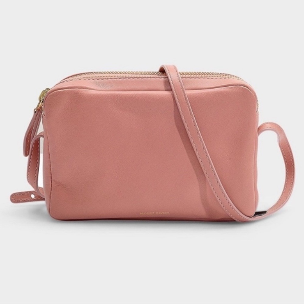 Mansur Gavriel Double Zip Leather Crossbody Bag blush pink